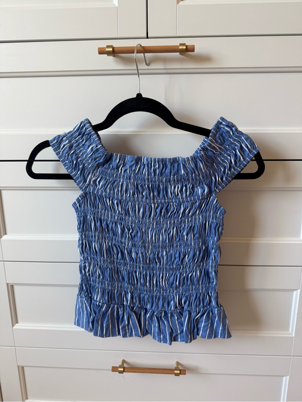 Reformation smocked off the shoulder top